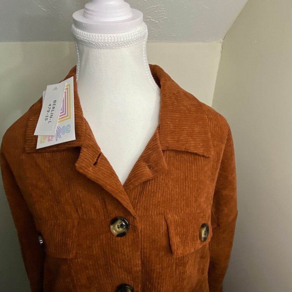 NWT LulaRoe Berlin Chestnut Corduroy Jacket Size Large - Picture 5 of 5